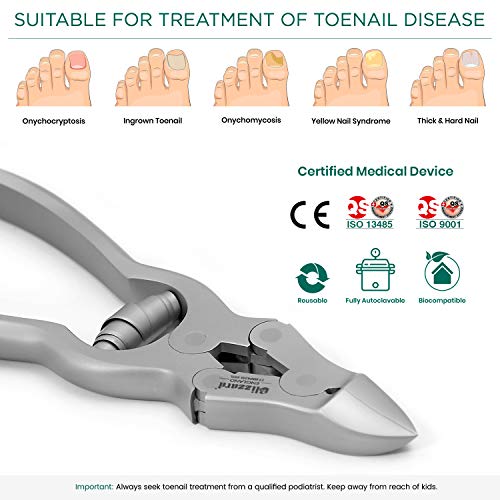 Podología Alicate Triple Articulación Curvo PETITE 12cm - Podiatry Cortauñas De Los Pies Puntiagudo - Pedicura Cortador Instrumento - Alemán Acero Inoxidable - Uña Cortadores