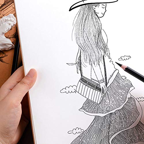 POKIENE 6pcs A5 Drawing Book, Spiral Binding Drawing Book with Kraft Cover, Paper Sketch Book, Material de Dibujo con Páginas en Blanco, Se Adapta a Lápiz Art Marker Pen -60 Páginas