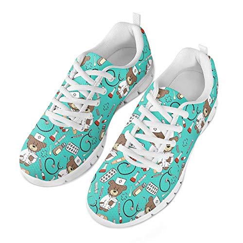 POLERO Nurse - Zapatillas de Mujer para Enfermera, Ligeras, para Correr, Caminar, Malla, Planas, para Tenis, para Mujer, Deportes, Apartamentos, 39 EU, Azul Claro