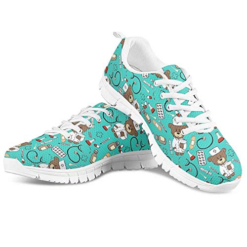 POLERO Nurse - Zapatillas de Mujer para Enfermera, Ligeras, para Correr, Caminar, Malla, Planas, para Tenis, para Mujer, Deportes, Apartamentos, 39 EU, Azul Claro