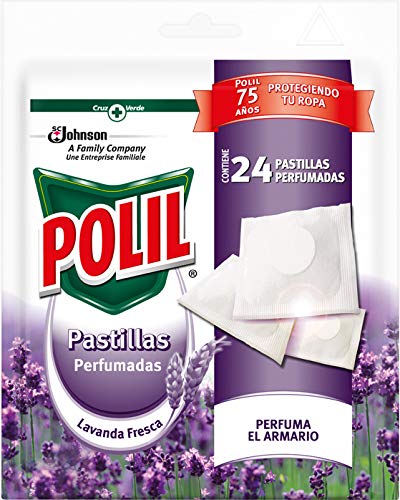 Polil® Pastillas Lavanda Fresca, Perfuma el armario y protege tu ropa, 24 Unidades