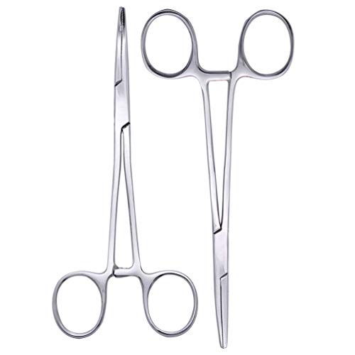 POPETPOP 2Pcs Mosquito Pinzas de Bloqueo Hemostáticas Pinzas de Bloqueo de Acero Inoxidable Pinzas Alicates para Orejas de Mascotas Pinzas para Tirar del Pelo Kit de Cabeza Curva Y Cabeza