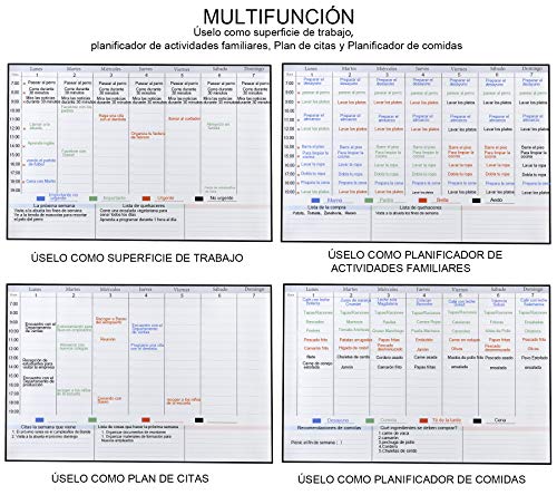 POPRUN 60×40cm Pizarra Planificadora la Semana Magnética la familia, Pizarra Semanal Calendario Magnético para pared, Planificador de Menú, Recordatorio, Lista de la Compra en español