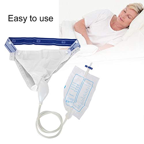 Porta pipí para orinal con colector de orina de silicona con 2 bolsas para catéter para orina y cinturón elástico para inodoro para hombre y mujer anciana (tipo de mujer)