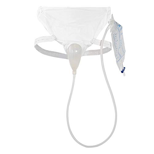 Porta pipí para orinal con colector de orina de silicona con 2 bolsas para catéter para orina y cinturón elástico para inodoro para hombre y mujer anciana (tipo de mujer)