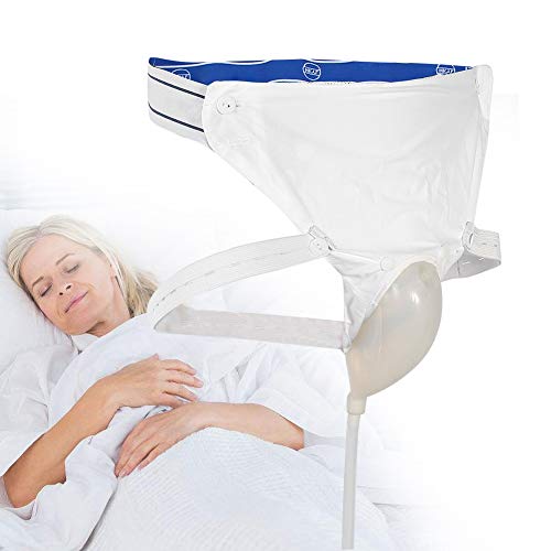 Porta pipí para orinal con colector de orina de silicona con 2 bolsas para catéter para orina y cinturón elástico para inodoro para hombre y mujer anciana (tipo de mujer)