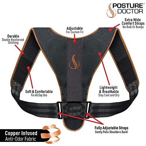 Posture Doctor, Corrector de Postura Unisex, Corrector de Espalda, Para Adultos y Niños, Transpirable, Soporte Ajustable Espalda Alivia el Dolor y la Tension en Clavícula y Espalda Talla Única.