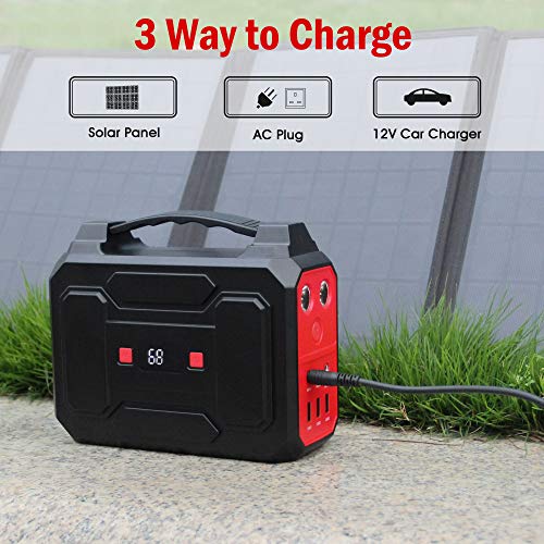 Powkey Paquete de energía portátil de 100 W - 99 Wh Camping Power Pack,Generador solar portátil batería de litio móvil con 230 V/100 W AC Output, pesca, fuente de alimentación de emergencia