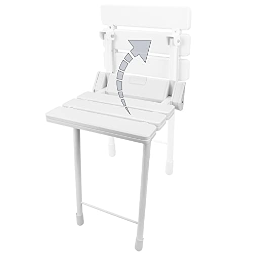 PrimeMatik - Asiento de Ducha abatible. Silla Plegable con pies de plástico y Aluminio color blanco 320x328mm