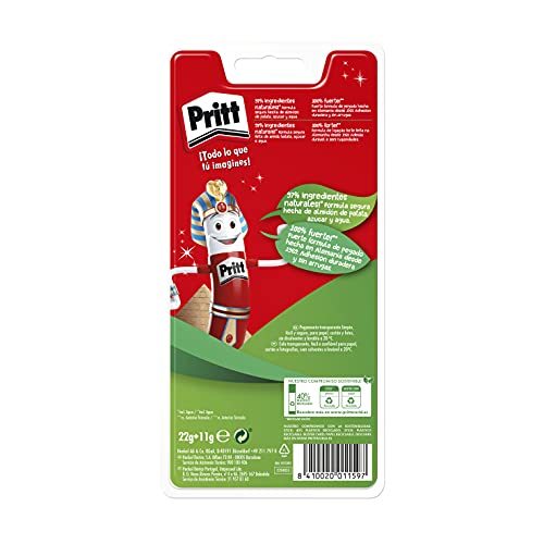 Pritt Barra Adhesiva, pegamento infantil seguro para niños para hacer manualidades, cola universal de adhesión fuerte para estuche y oficina, 1x11 g y 1x22 g Pritt Stick