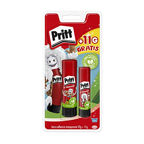 Pritt Barra Adhesiva, pegamento infantil seguro para niños para hacer manualidades, cola universal de adhesión fuerte para estuche y oficina, 1x11 g y 1x22 g Pritt Stick