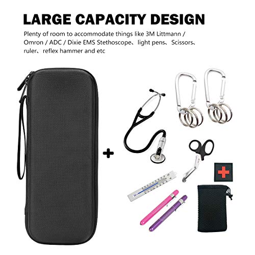 ProCase Estuche Goma EVA para Estetoscopio, Caja Foam Antichoques de Viaje para Fonendoscopio 3M Littmann/MDF/Riester/ADC, Almacenamiento con Bolsillo de Malla para Accesorios -Negro