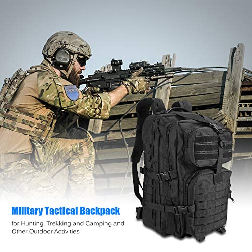 ProCase Mochila Táctica Militar 48L, Paquete de Asalto MOLLE de Gran Capacidad para Utilidad Militar, Bolsa de Emergencia de 3 Días para Caza Senderismo Acampada y Actividad al Aire Libre –Negro