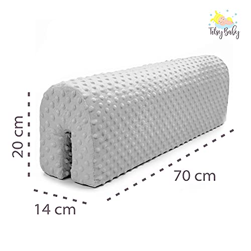 Protector Cuna Barrera Cama 70 cm - Protector Cama anticaida, Infantil Protector Pared Cama niños Gris Claro Minky