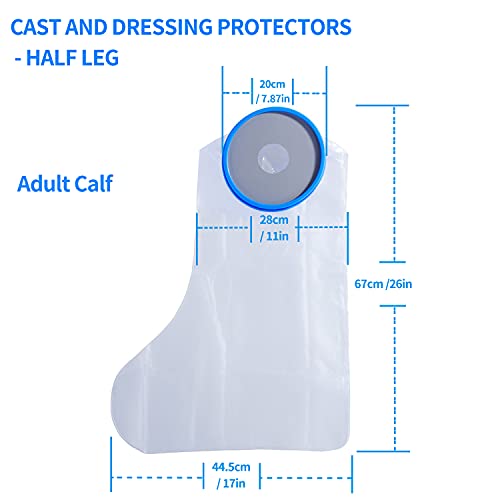 Protector de Escayola Impermeable, 67cm Funda Pierna Ducha Protector de Pie para Adultos, Protector para Ducha para Bañarse Mantenga el Vendaje Fundido Seco Protectores de las Piernas (Media Pierna)