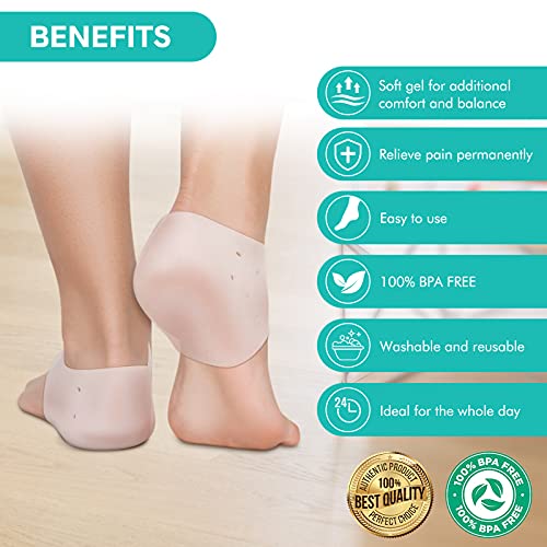 Protector Talon Zapato,Dyroe 5 Pares de Talon Gel para Hombres y Mujeres,Protector Talon Silicona,para Talones para la Fascitis Plantar, Espolones Tacón, Alivia el Dolor de Talón