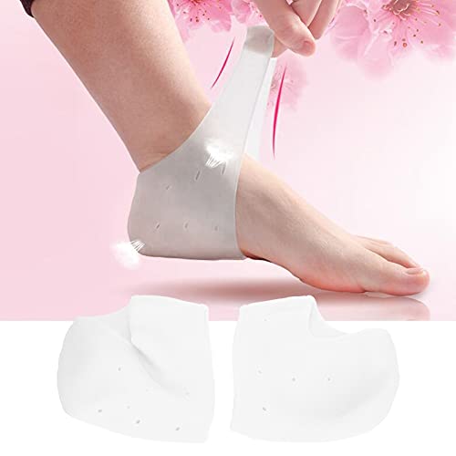 Protectores de talón, Cojín de almohadillas para fascitis plantar, Curación de talones secos y agrietados, Tendinitis de Aquiles, Fascitis plantar, Funda protectora de inserción, 1 par(blanco)