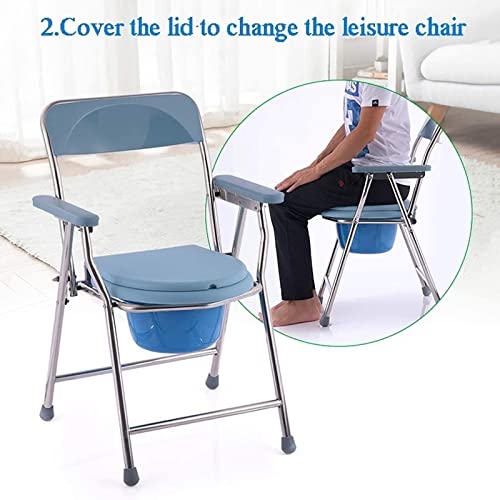 PRWERIF Silla Portátil con Inodoro, Silla Plegable para Inodoro con Ducha, con Orinal, Respaldo Ajustable con apoyabrazos con Inodoro móvil, para Personas Mayores con obesidad