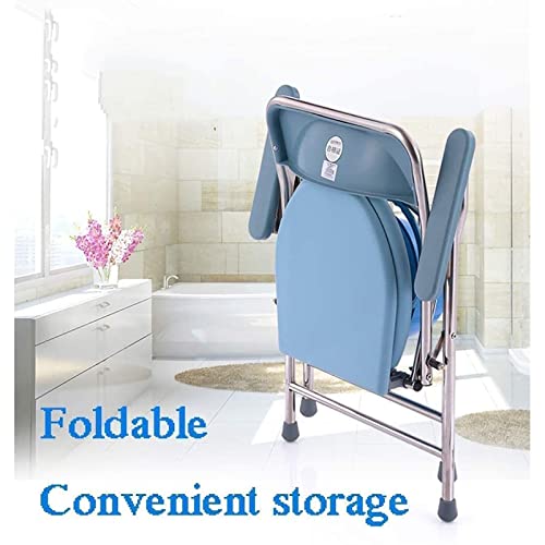 PRWERIF Silla Portátil con Inodoro, Silla Plegable para Inodoro con Ducha, con Orinal, Respaldo Ajustable con apoyabrazos con Inodoro móvil, para Personas Mayores con obesidad