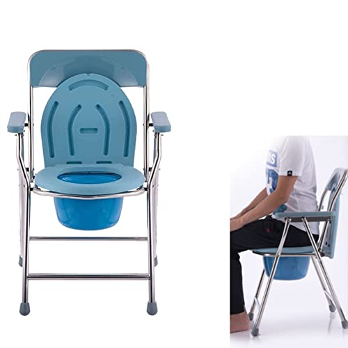 PRWERIF Silla Portátil con Inodoro, Silla Plegable para Inodoro con Ducha, con Orinal, Respaldo Ajustable con apoyabrazos con Inodoro móvil, para Personas Mayores con obesidad