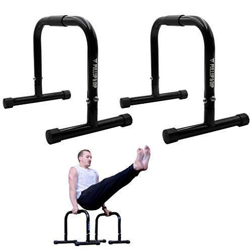 PULLUP & DIP Barras Paralelas, Fitness Parallettes De Acero Medianas Con Mango Extra Ancho para Calistenia, Gimnasia, y Crossfit, Interiores y Exteriores