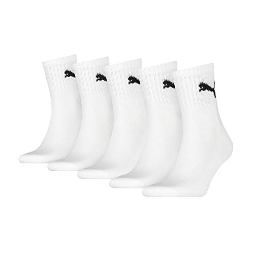 PUMA Short Crew Socks (5 Pack) Calcetines, Blanco, 35-38 (Pack de 5) Unisex Adulto