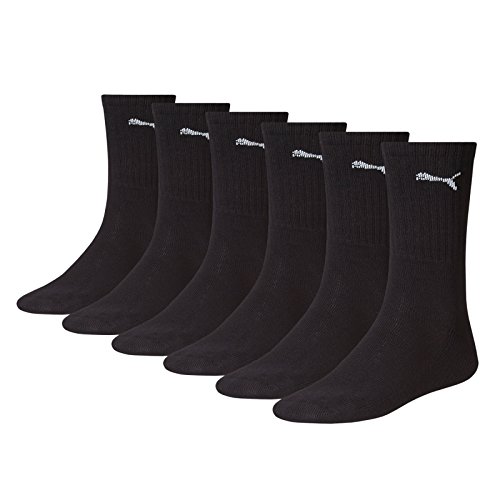 Puma Sport Cush Crew 6P, Calcetines Unisex, Paquete de 6, Negro (Black), EU 43-46