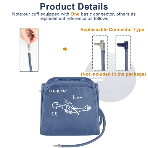 Puño grande de Tenquan para el monitor de presión arterial, presión arterial digital de brazo superior con conector, 22-48 cm