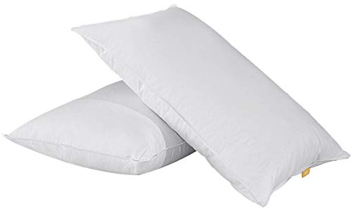 puredown® Almohadas de Plumas y Plumón de Ganso con Funda de 100% Algodón Anti-ácaros Transpirables, Juegos de 2, 48x74cm