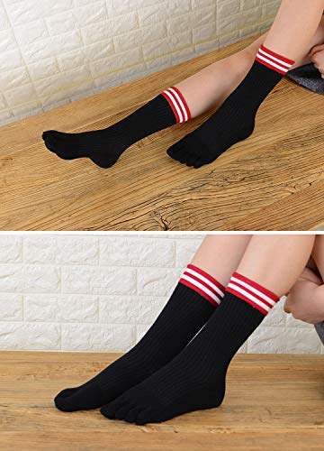 PUTUO Calcetines de Dedos Mujer Calcetines Cinco Dedos de Deporte, Mujer Calcetines del Dedo del Pie, Calcetines de Algodón, suave y transpirable, 4 pares