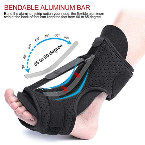 Pywee Férula nocturna para fascitis plantar, soporte de pie ortopédico, ajustable y elástico, para fascitis plantar, dolor de talón o tobillo, tendinitis de Aquiles con bola de masaje, color naranja