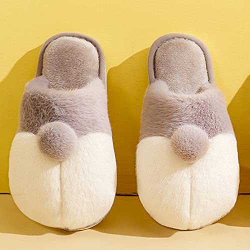 QAZW Pantuflas para Hombres y Mujeres: Pantuflas con Forro De Felpa De Dibujos Animados, Pantuflas Cálidas y Acogedoras para El Hogar, Pantuflas Antideslizantes Cómodas y Suaves,Grey-31 EU