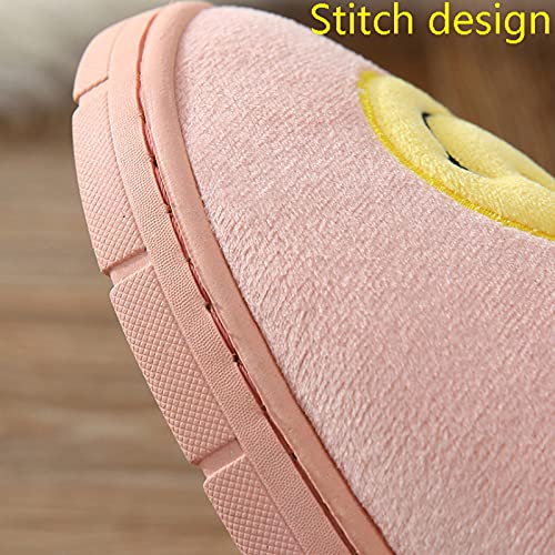 QAZW Retro Smiley Face Soft Plush Comfy Warm Slip-on Zapatillas De Hombre Zapatillas De Casa Cómodas para Mujer Scuff Slip on Suela Antideslizante para Zapatos De Casa,Red-38/39EU