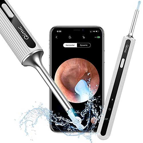 QIMIC Otoscopio 3,5mm WiFi Endoscopio con 6 LED Camara Endoscopica Inalámbrico, Kit de Limpieza de Oídos para Eliminación de Cerumen para iPhone, Tabletas y Android