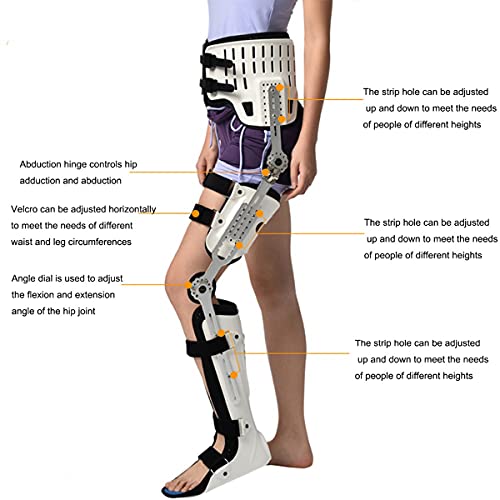 QNMM Ortesis Pie Rodilla con Bisagras, Órtesis Pie de Rodilla Y Tobillo para Fractura de Cadera Fractura Femoral Inestabilidad Cadera Fijación de Parálisis de Miembros Inferiores Protector Pierna