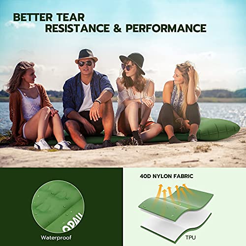 QPAU Esterilla Camping Autohinchable, Colchón de Aire para Camping con Bomba de Pie, Colchoneta Inflable Ultraligera y Portátil para Acampar, Viajes, Senderismo (Verde)