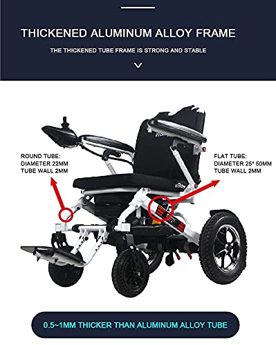 qwertyuio Rollstuhl Faltbar Scooters Para Personas Mayores Con Discapacidades Silla De Ruedas Eléctrica Plegable, Marco De Aleación De Aluminio Grueso Batería De Litio De Larga Duración Moto