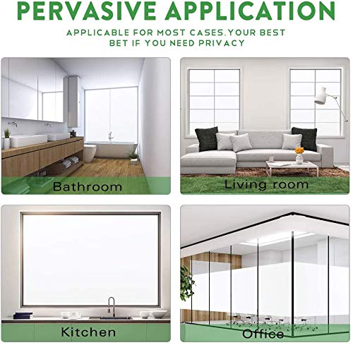 rabbitgoo Vinilo para Ventana con Cuadriculas Privacidad, Esmerilado Vinilo Cristal Translucido Adhesivo Plus Rejilla Espaciada Protector Privacidad Luz Solar Pegatina Decorativa contra UV 44.5x400CM