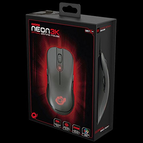 Raton Gaming Ozone Neon 3K - Características Avanzadas para Alto Rendimiento - Sensor Óptico - LED 6 Colores, Botones Programables, Negro