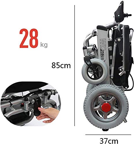 RDJM Silla de Ruedas eléctrica de Aluminio Plegable, para Personas Mayores y discapacitadas