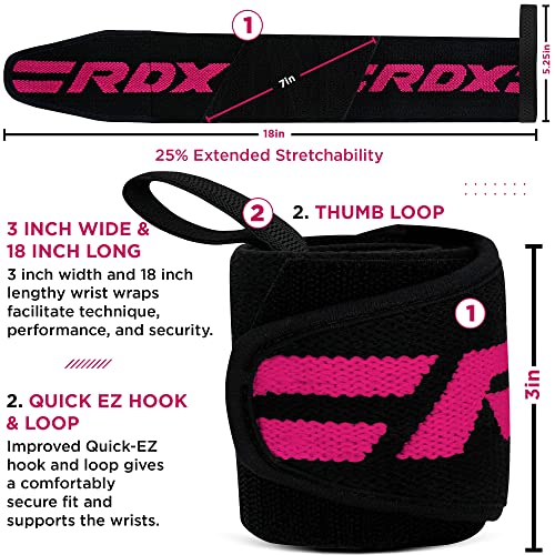 RDX Muñequeras Gym Powerlifting Correas de Levantamiento, Aprobado por IPL y USPA, Wrist Wraps Deportivas para Culturismo Musculación Gimnasio Calistenia Fitness Halterofilia Gimnástico Entrenamiento