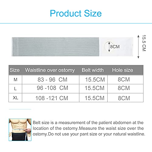 REAQER Elástica Ostomía hernia Cinturón Estoma Soporte Transpirable con Abertura para Pacientes de Colostomía Tamaño (XL)