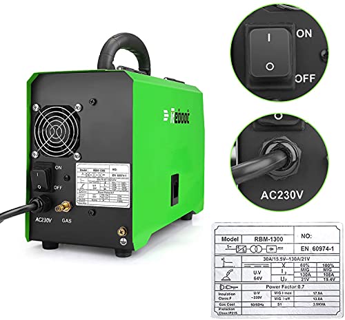 Reboot Soldadora MIG 130A 1kg 230V IGBT gas y sin gas MIG/ARC/Lift TIG 4 en 1 Núcleo de flujo/Alambre sólido Máquina de soldadura por inversor MMA MIG MAG