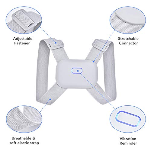 Recordatorio Ajustable Sensor Inteligente de la vibración, Adulto Niño y la Postura de corrección de Dispositivos, aliviar el Jorobado de corrección, Espalda y Hombro de Apoyo (Size : Medium)