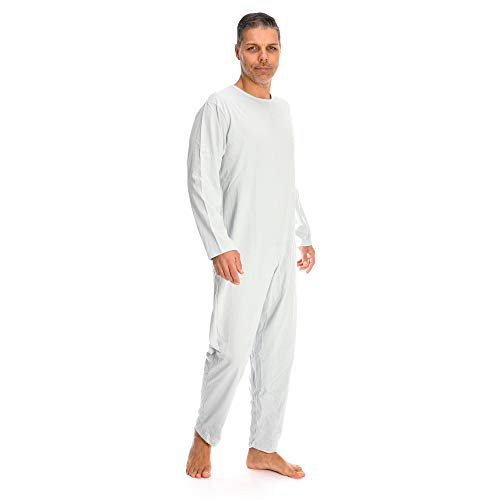 Rekordsan Pijama Antipañal Geriátrico Classic Hombre en Fresco Algodón con 1 Cremallera, Talla 2, Pack de 1