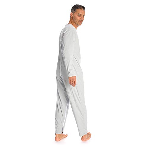 Rekordsan Pijama Antipañal Geriátrico Ideal Hombre en Fresco Algodón con 2 Cremalleras, Talla 2, Pack de 1