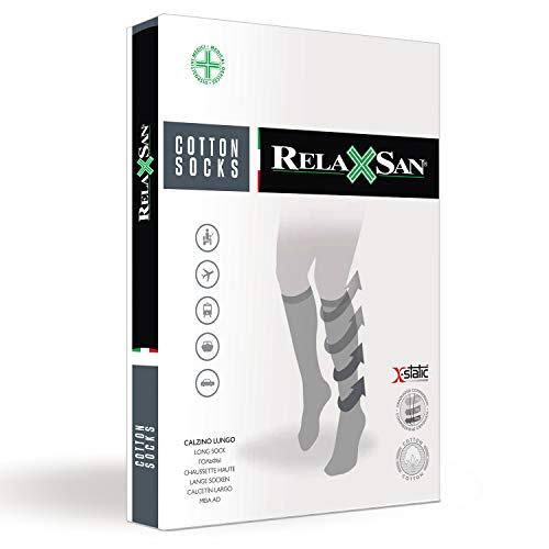 Relaxsan 830 (Negro, Tg.6) Medias compresion graduada 18-22 mmHg fibra de plata X-Static Unisex