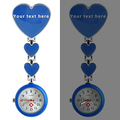 Reloj de Enfermera Personalizado con Forma de corazón, Reloj de Bolsillo con Pinza, Reloj de Bolsillo, Puntero Que Brilla en la Oscuridad para médicos Enfermeras paramédicos