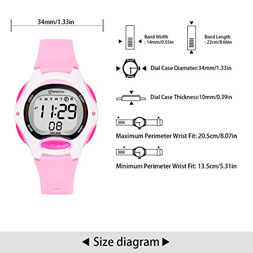 Reloj Digital para Niña Niño,Chicos Chicas Impermeabl Deportes al Aire Libre LED Multifuncionales Relojes de Pulsera con Alarma