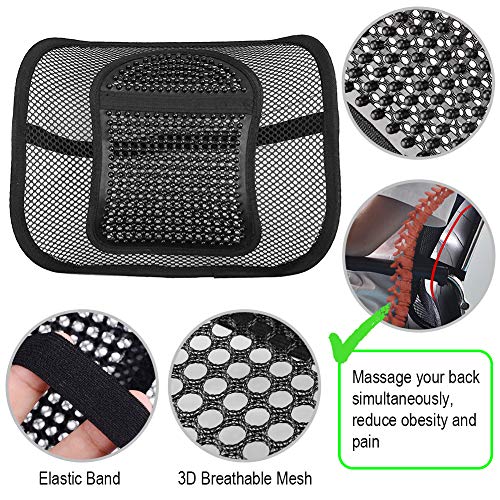 RenFox Cojín Lumbar de Malla Cojín de Soporte Lumbar Respaldo Lumbar Ergonomico Almohada de Lumbar para Silla Oficina Coche Corrije la Postura Alivia el Dolor Lumbar (Negro, 2 Piezas)